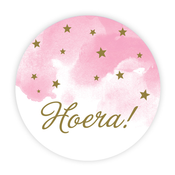 Hoera roze met sterren