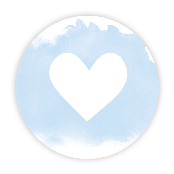 Waterverf hartje blauw