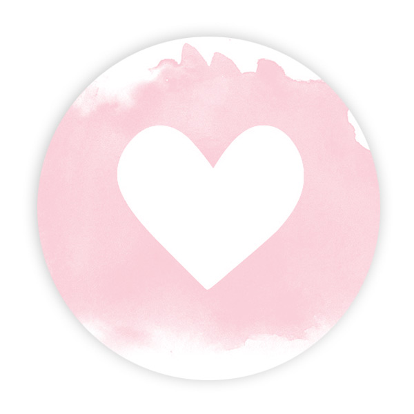 Waterverf hartje roze