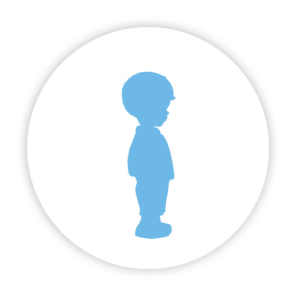 Blauw silhouet jongen