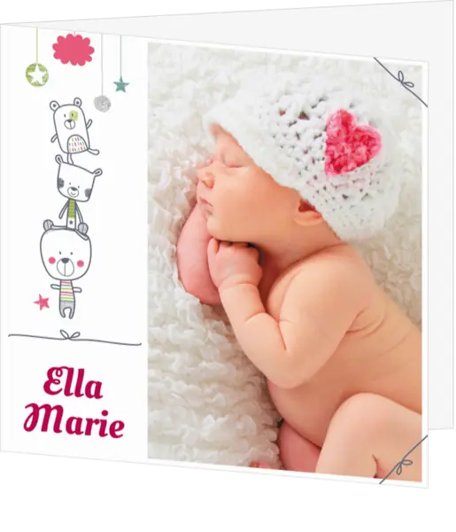 Ella Marie - Fotokaart met beertjes