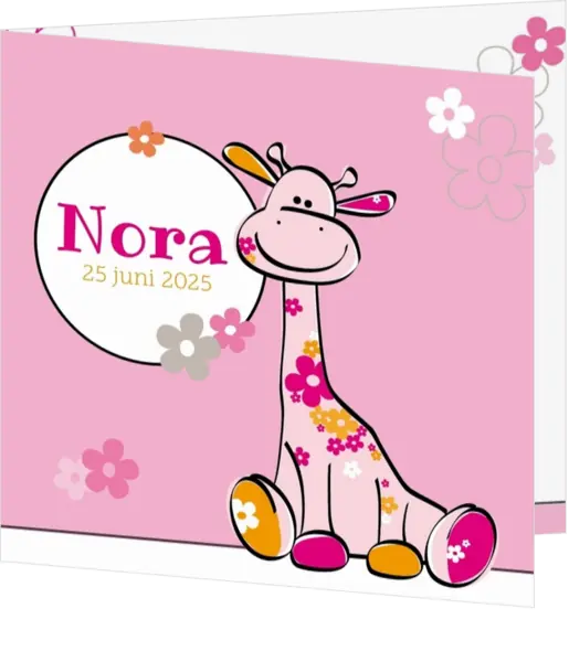 Nora - Roze bloemen giraffe