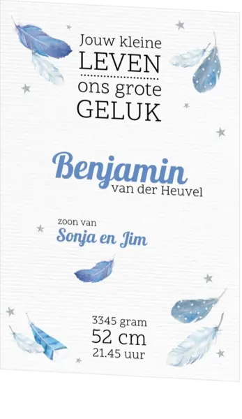Benjamin - Blauwe veertjes