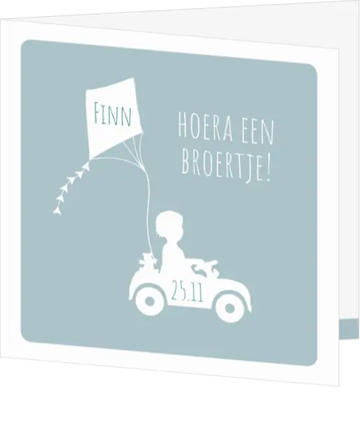 Finn - Jongen in auto met vlieger
