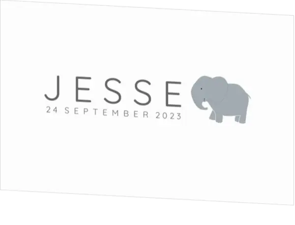 Geboortekaartje Jesse - Grijs Olifantje