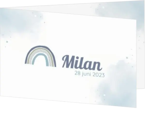 Geboortekaartje Milan - Blauw regenboogje