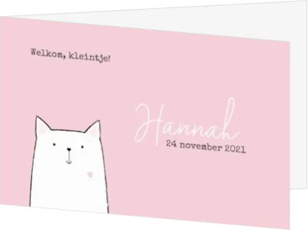 Geboortekaart - Kat met hartje