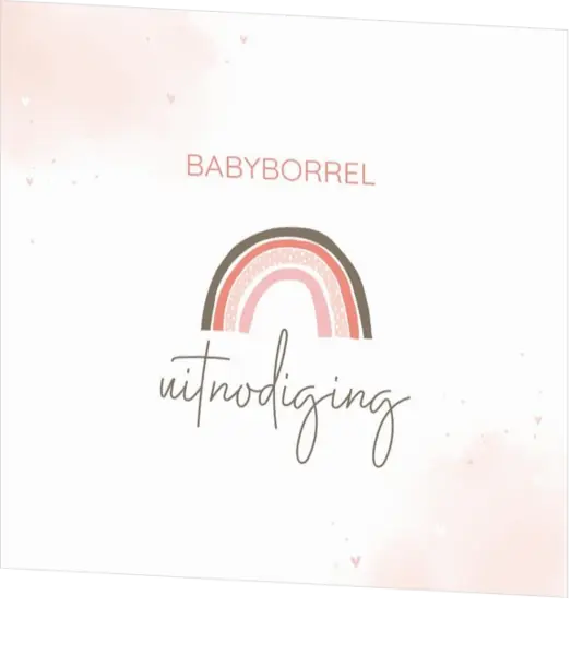 Babyborrelkaartje - Roze regenboog