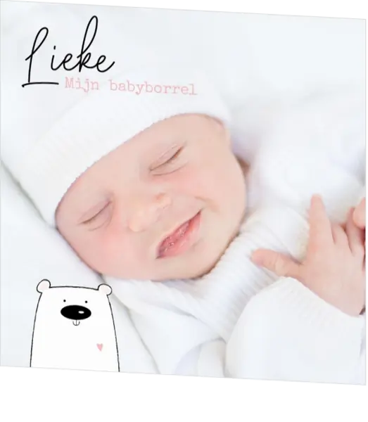 Babyborrelkaartje - Beertje met hartje