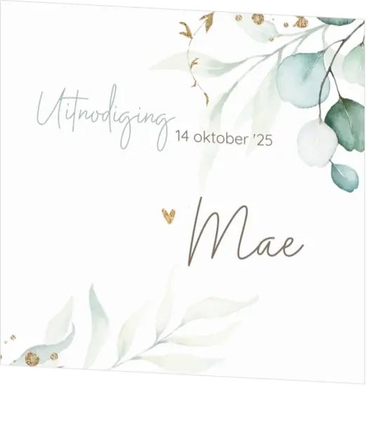 Mae - Babyborrelkaartje - Waterverf takjes