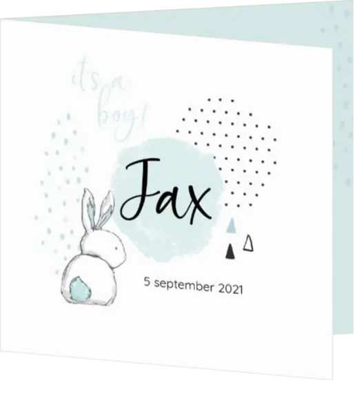 Geboortekaartje Jax - Konijntje met stipjes mint