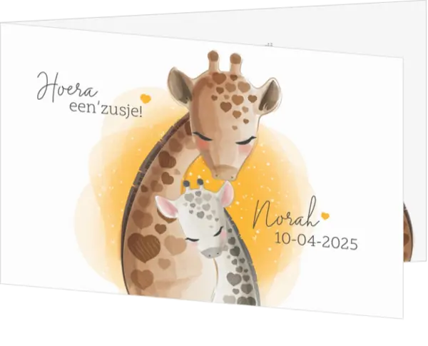 Geboortekaartje - Grote en kleine giraf