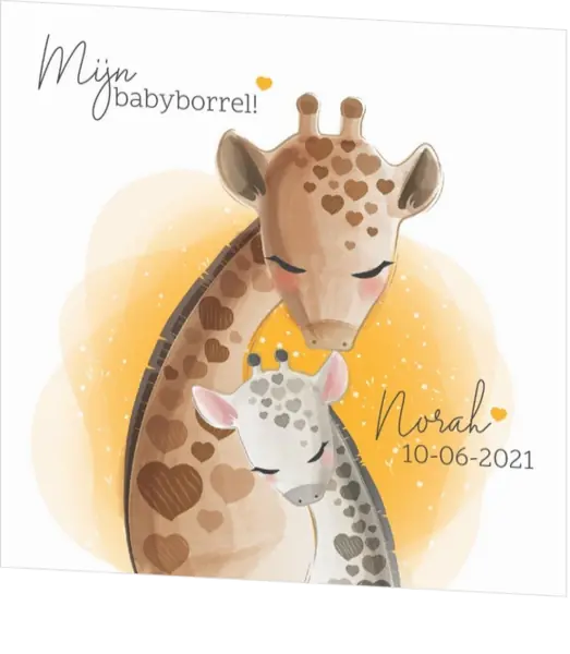 Babyborrelkaartje - Grote en kleine giraf