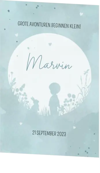 Geboortekaartje Marvin - Jongen op avontuur