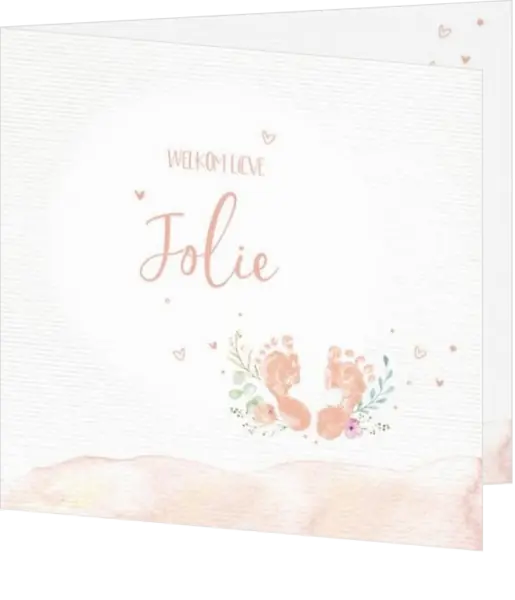 Geboortekaart Jolie - Waterverf voetjes