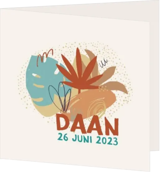 Geboortekaart Daan - Abstracte bladeren