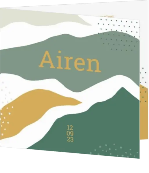 Geboortekaart Airen - Abstracte bergen