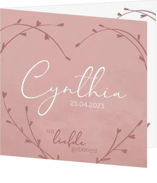 Geboortekaart Cynthia - Takjes