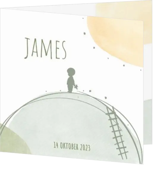 Geboortekaart James - Cirkels met silhouette jongetje