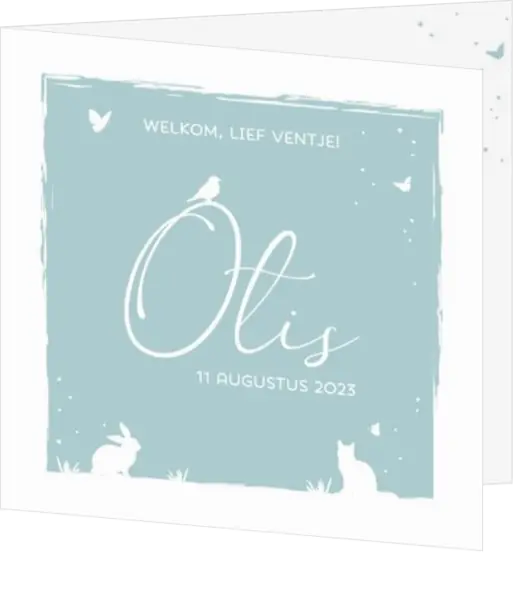 Geboortekaartje Otis - Silhouetten van lieve diertjes