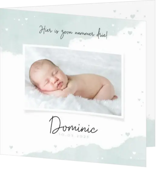 Geboortekaartje Dominic - Helemaal in de wolken