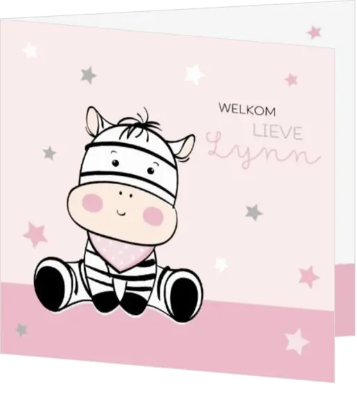 Geboortekaartje Lynn - Schattige baby zebra