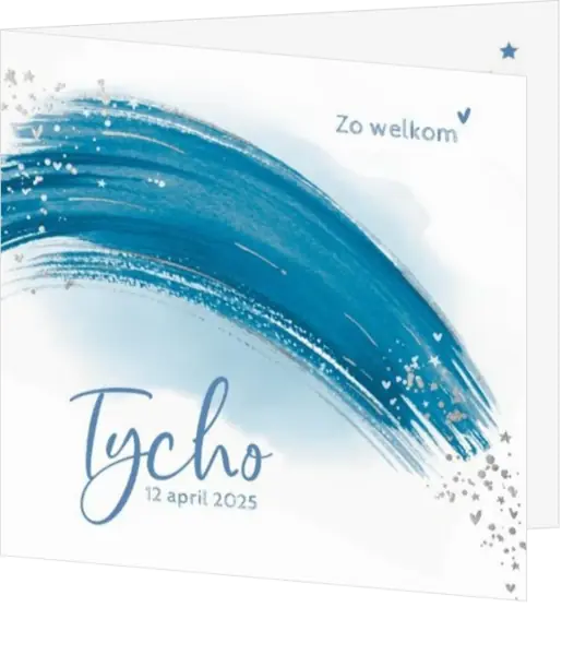 Geboortekaartje Tycho - Blauwe regenboog