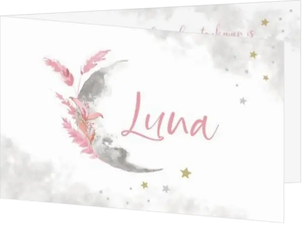Geboortekaartje Luna - Waterverf maan