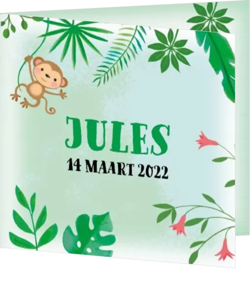 Geboortekaart jungle groen