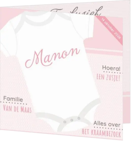 Vierkant magazine kaartje roze