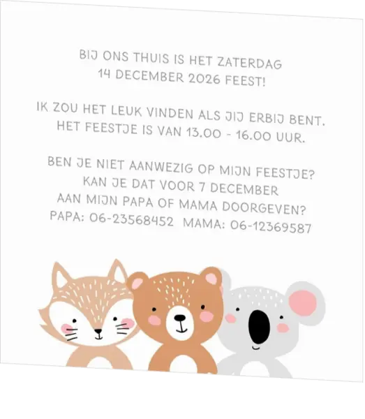 Kraamborrel vrolijke dieren
