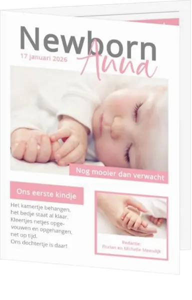 Geboortekaart krant tijdschrift