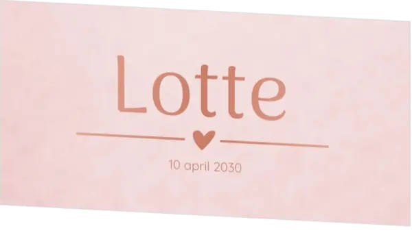 Geboortekaart roze met naam in rosefolie