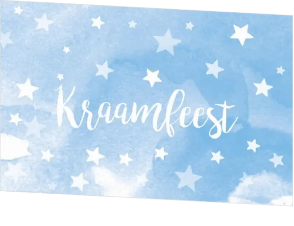 Kraamborrel aquarel sterren blauw