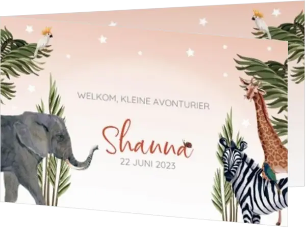 Geboortekaartje Shanna - Jungle dieren