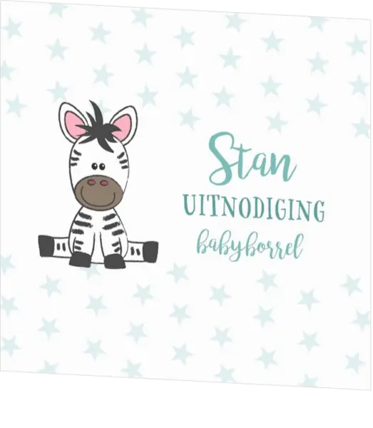 Lief zebraatje babyborrelkaart