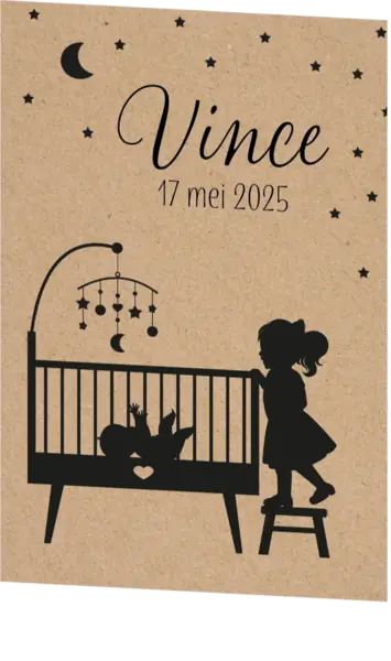 Poster 2 grote zus silhouet bij de wieg kraft