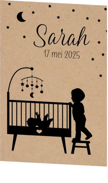 Poster 2 grote broer silhouet bij de wieg kraft