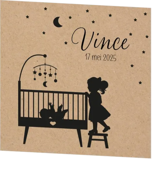 Poster 3 grote zus silhouet bij de wieg kraft