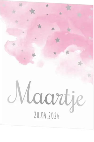 Poster 1 meisje aquarel met zilveren sterren