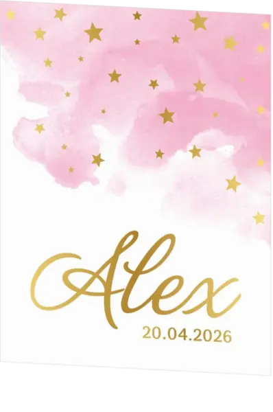 Poster 1 aquarel sterren roze