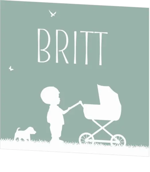 Poster 3 groen met jongen en kinderwagen