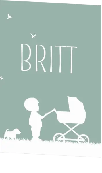 Poster 2 groen met jongen en kinderwagen