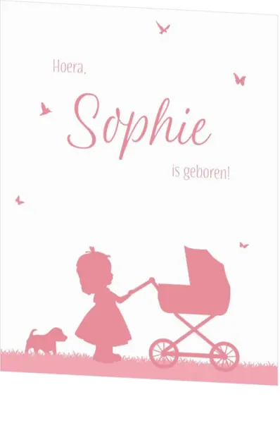 Poster 1 silhouet grote zus en baby zusje