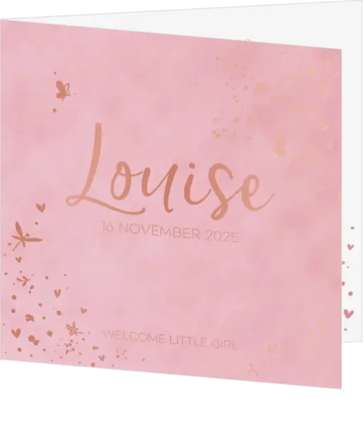 Luxe rosegoudfolie met vlindertjes