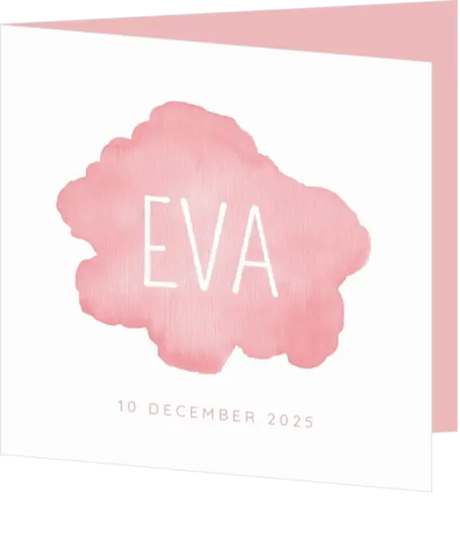 Geboortekaartje met watercolor roze wolk