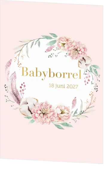 Babyborrel bloemenkrans roze