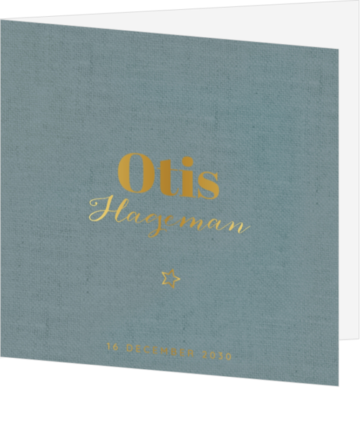 Geboortekaart Otis - Goud en blauw