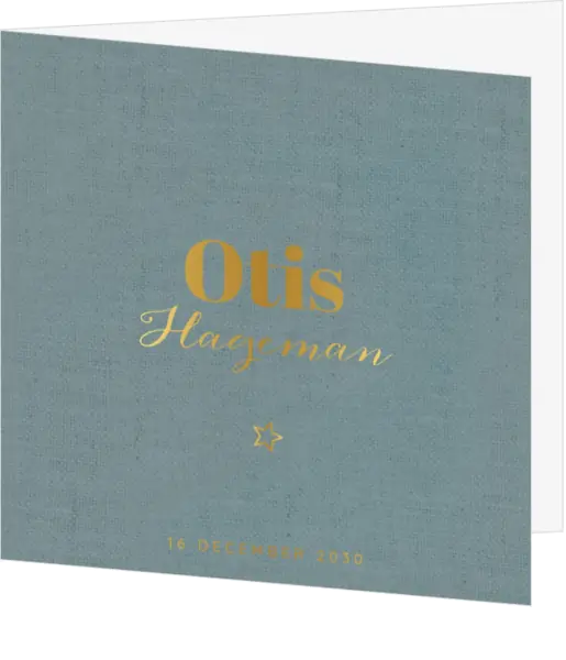 Geboortekaart Otis - Goud en blauw