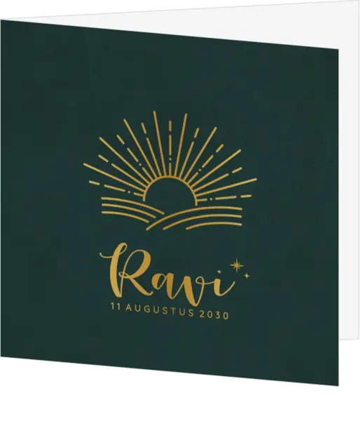 Geboortekaart Ravi - Gouden zonnestralen